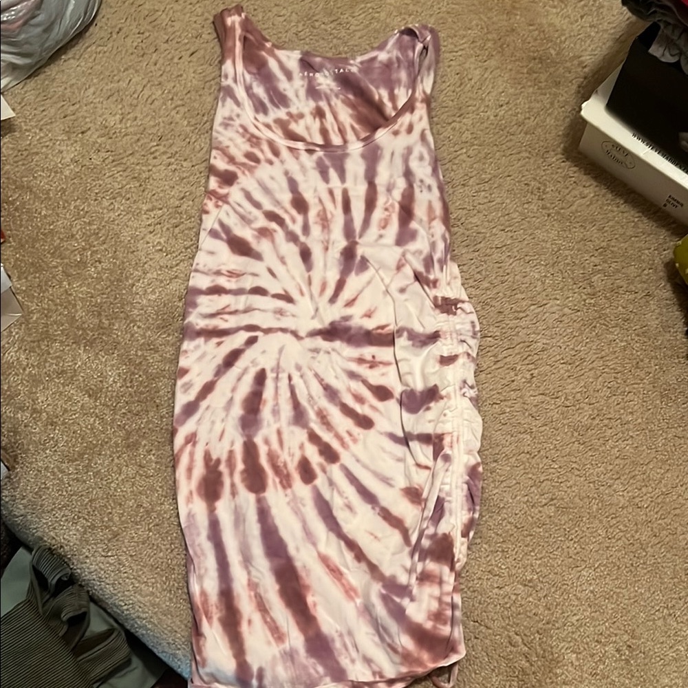 Aeropostale Pink and White Ruched Bodycon Mini Dress